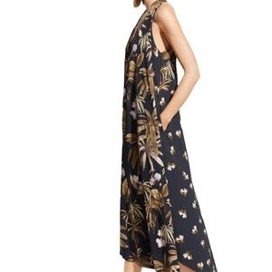 Vince Tropical Garden Flowy Satin Maxi Dress